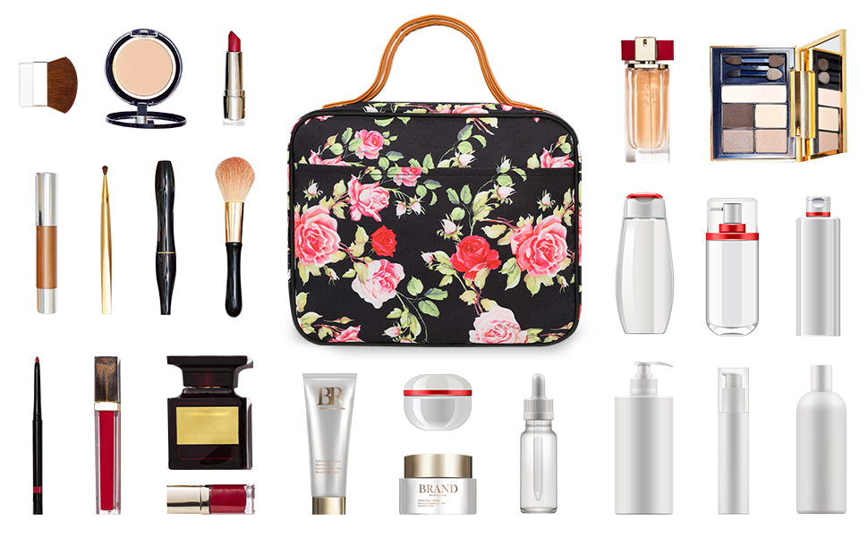 Сумка-органайзер для подорожей Ideatech, водонепроникна косметичка для жінок та чоловіків, з петлею для підвішування (чорно-жовта квітка)