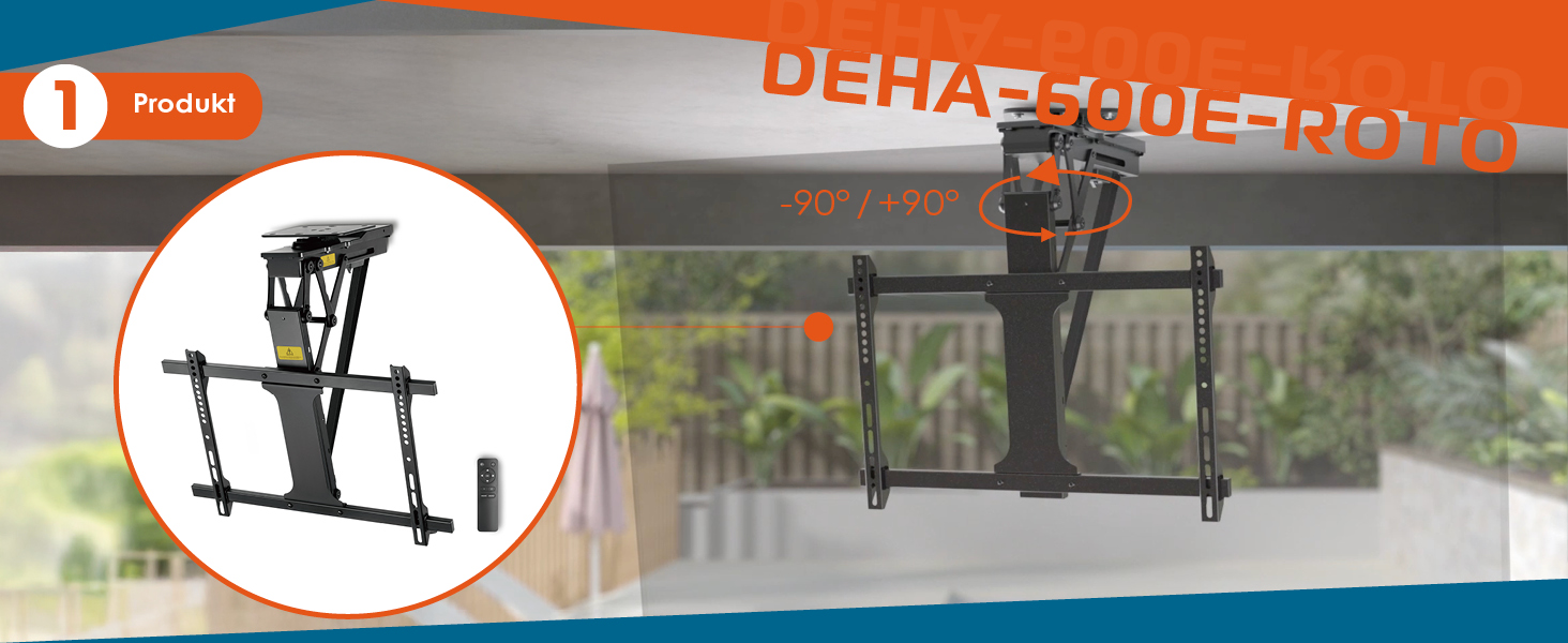 Xantron DEHA-600E Electric Tilting and Swivel TV Ceiling Mount - 32-75 Inch, Voice Control Remote Included