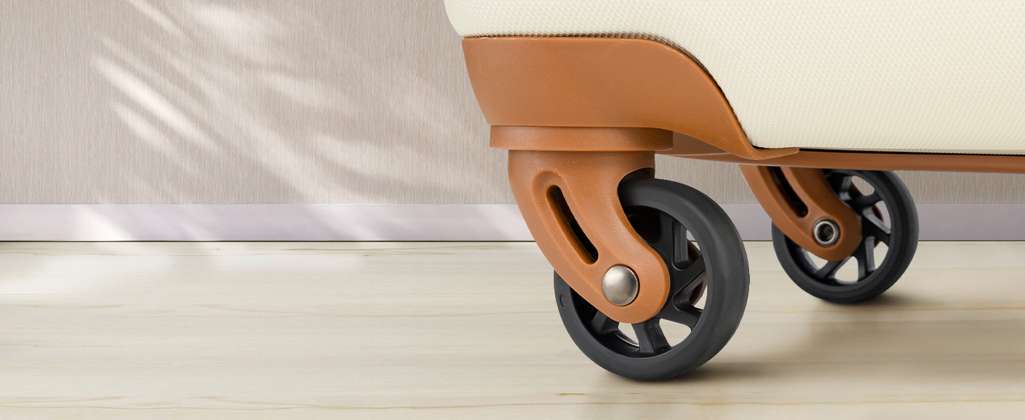 Набір валіз COOLIFE 6 шт: 16', 20', 24', 28' + сумка та органайзер | ABS, 360° колеса, TSA-замок. Ідеально для подорожей, відпочинку та навчання. Білий/Коричневий (Набір ручної поклажі 3 шт, Жовтий/Чорний)