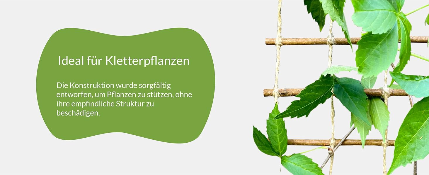 Floranica Climbing Plant Support Rank Grid - Length 150cm, Width 50cm. Made of natural willow, with ecological twine and a jute bag. Ideal support for roses, climbing plants, vegetables, and vines.