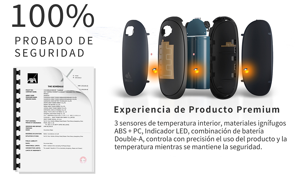 Електричний грієчка для рук Unigear 5200mAh з Powerbank, USB, 35-55°C, цифровий дисплей, для активного відпочинку, чорний