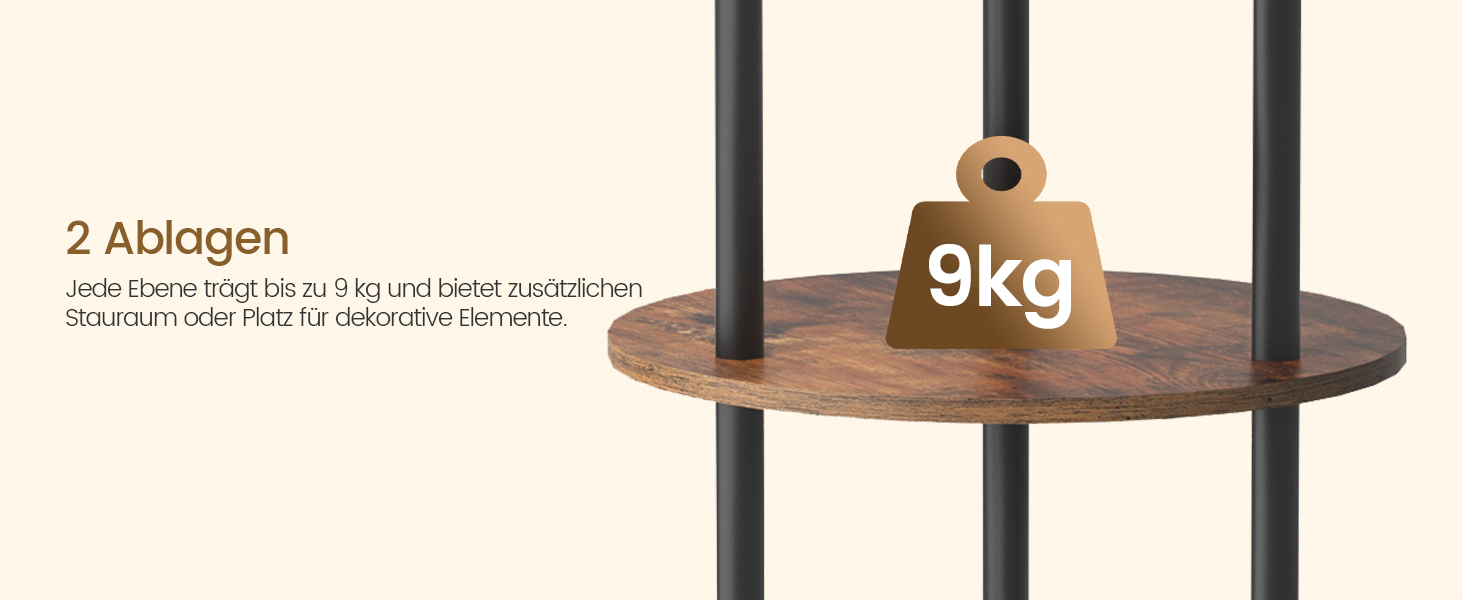 Стельова лампа для вітальні з поличкою, 3-хламкова, вінтажний стиль, бохо, з дерева, з вимикачем на ніжці, E27, ретро, коричнево-бежева ZEF53LDD05