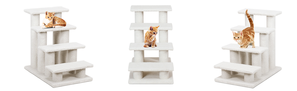 Сходинка для котів та собак GOPLUS - Кліматичний комплекс з драбиною, котячий будиночок, когтеточка (білий)
