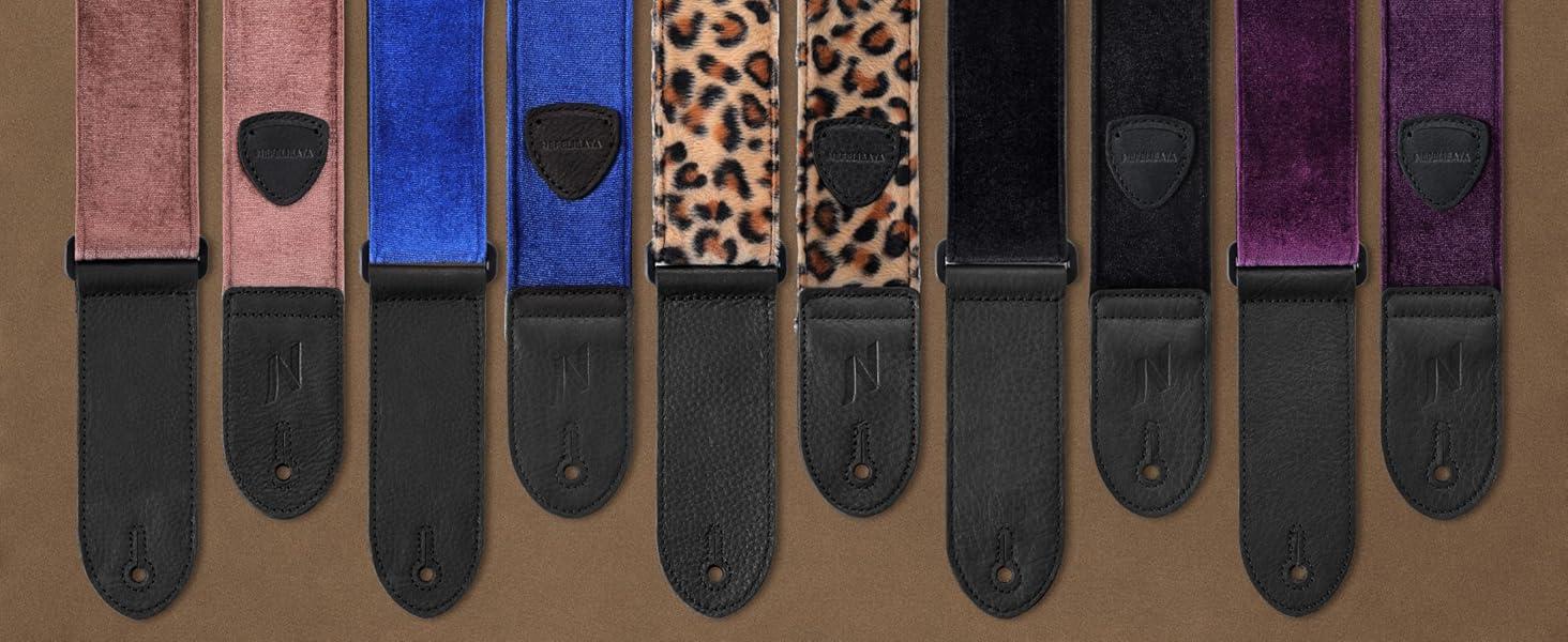 Гітарний ремінь Nefelibata з повного нубуку, вінтажний велюровий ремінь, безкоштовний бонус: 4 медіатори + фіксатори ремінця + кнопка для ремінця, подарунок для бас-гітари, електро- та акустичної гітари (Чарівний фіолетовий, вінтажний сірий)