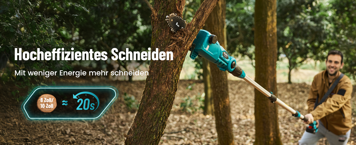 SEESII Безщіткова міні-пилка 6 дюймів, ручна акумуляторна пилка з 2 * 4000 mAh акумуляторами, одноручна пилка з автоматичним змащенням, сумісна з акумулятором Makita 18V, електрична пилка для дерева, гілок 6 дюймів Безщіткова (8&10 дюймовий високий захват)