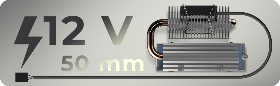 Охолоджувач для M.2 SSD ICY BOX з алюмінієвим радіатором та термопрокладками, без вентилятора, 10 мм, чорний