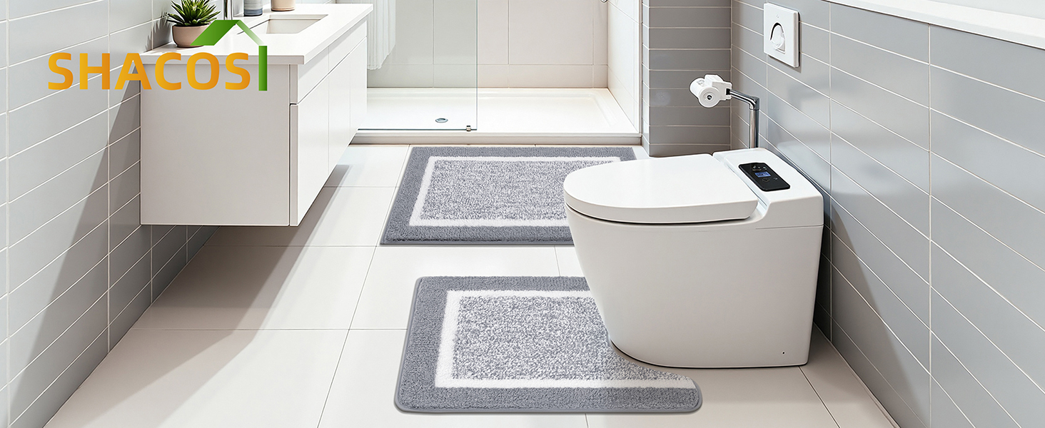 Килимок для ванної кімнати SHACOS: неслизький, м'який, швидковисихаючий, 50x80 см, сірий