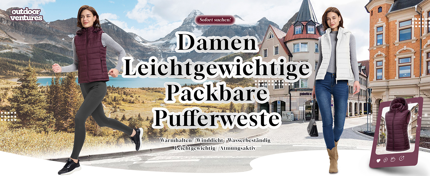 Стьобана жилетка Outdoor Ventures для жінок з капюшоном: тепла спортивна жилетка для походів, кемпінгу та їзди на велосипеді (Рожева, L)