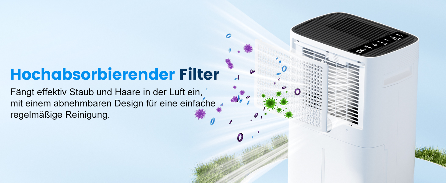 Електричний осушувач повітря 20 л/день з LED-дисплеєм, таймером та функцією відтавання, для квартир, ванних кімнат та підвалів