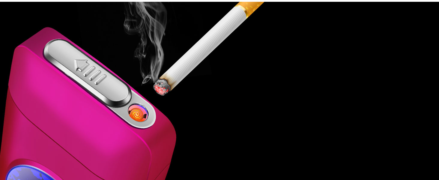 Вишуканий тютюнониця з запальничкою Lafagiet XL666 для 18 сигарет King Size, LED-дисплей, подарунок на День батька