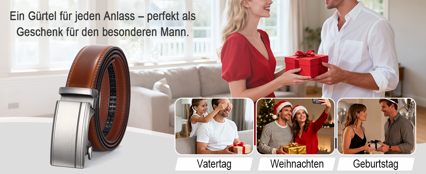 Чоловічий шкіряний ремінь WHIPPY Automatik з регулюванням, ширина 35 мм, колір D-brown, довжина 130 см (підходить для штанів 101-115 см)