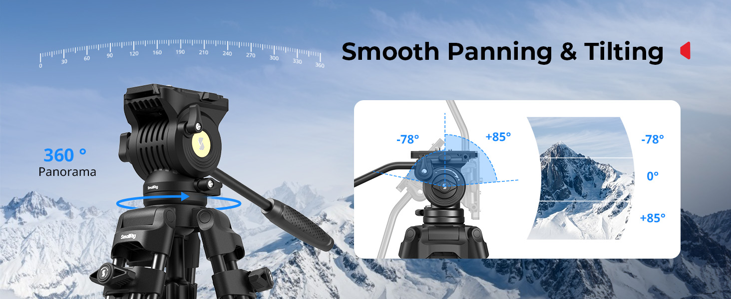 SMALLRIG Статив відеозйомки 73'' з алюмінієвого сплаву, 8кг, QR Plate Manfrotto 501PL, 186см