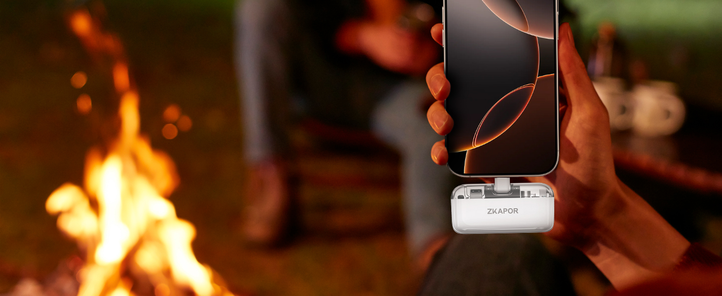 Портативний Power Bank ZKAPOR 5000mAh з USB-C, 20W PD, білий. Швидка зарядка для iPhone, Galaxy та USB-C телефонів