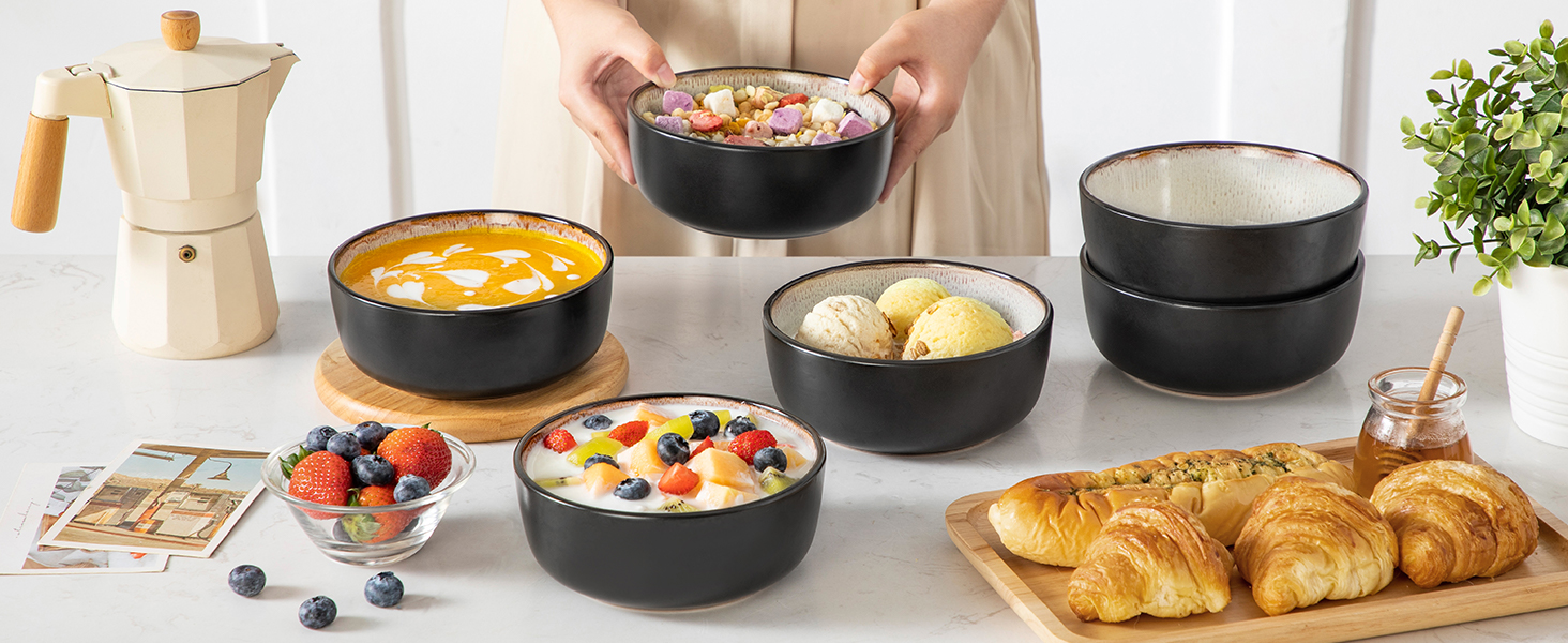 Набір посуду Steingut 24 шт. vancasso AMBER: 6 обеденних, десертних та супових тарілок, супові миски, реактивна глазур, безпечний для миття в посудомийній машині