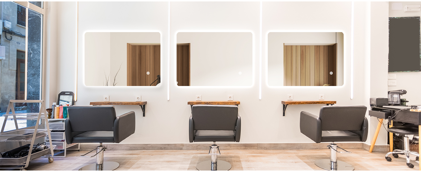 Дзеркало для ванної кімнати SONNI з LED-підсвічуванням, 100 x 60 см, антизапарник, IP44, сенсорне керування, 3 кольори світла