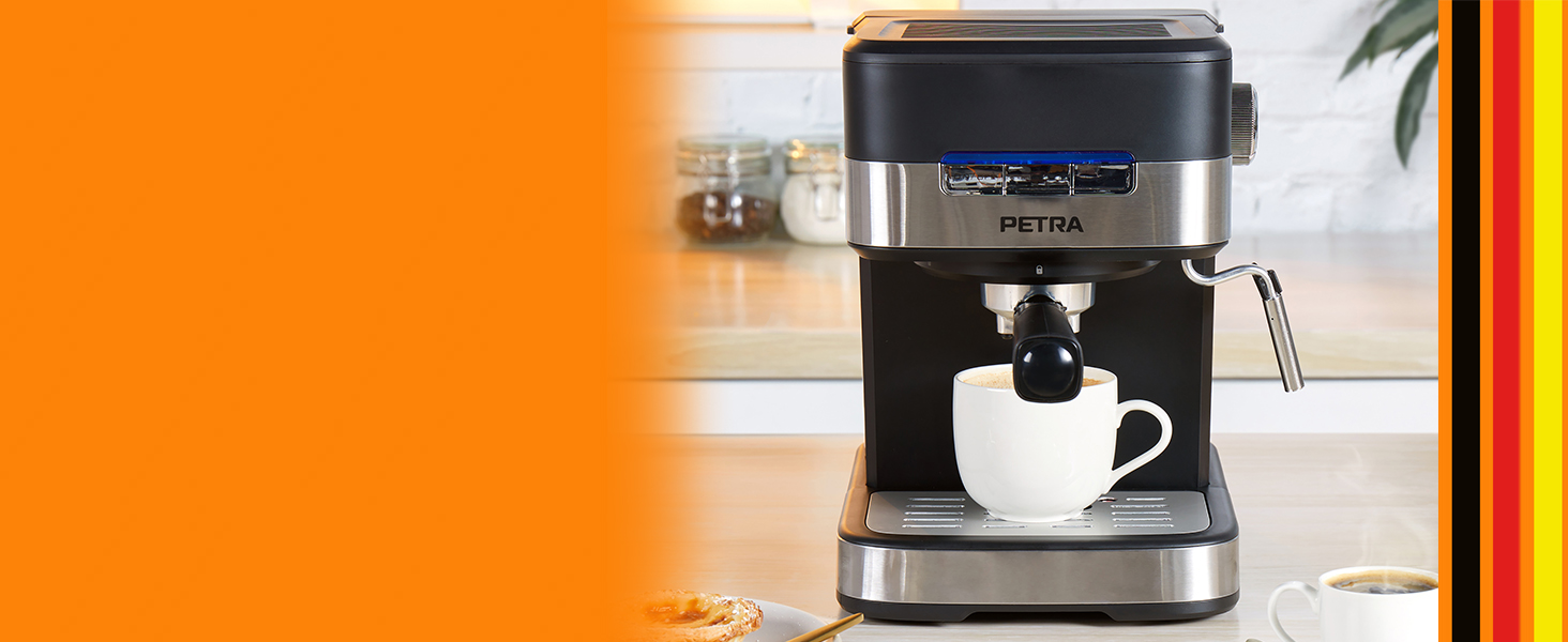 Кавоварка Petra Barista Pro 1,5 л, ріжкова з капучинатором, для еспресо і капучино, 15 бар, 850 Вт