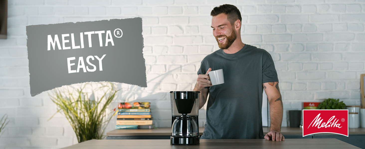 Кавомашина Melitta Easy знімний швенк-фільтр, скляна кавоварка з функцією стоп-краплі, для 10 чашок кави, чорна