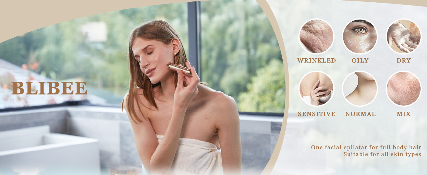 Електричний прилад для видалення волосся для жінок, бездротовий депілятор, безболісний електробритва для губ, рук, обличчя, пушкового волосся (Золотий)