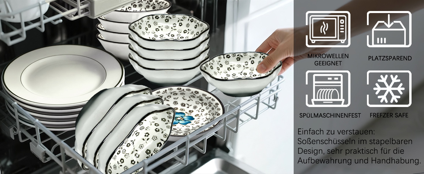 Набір для суші на 4 особи, 12 шт. з кераміки, круглий, з візерунком квітки сливи. Ідеальний подарунок на свята.