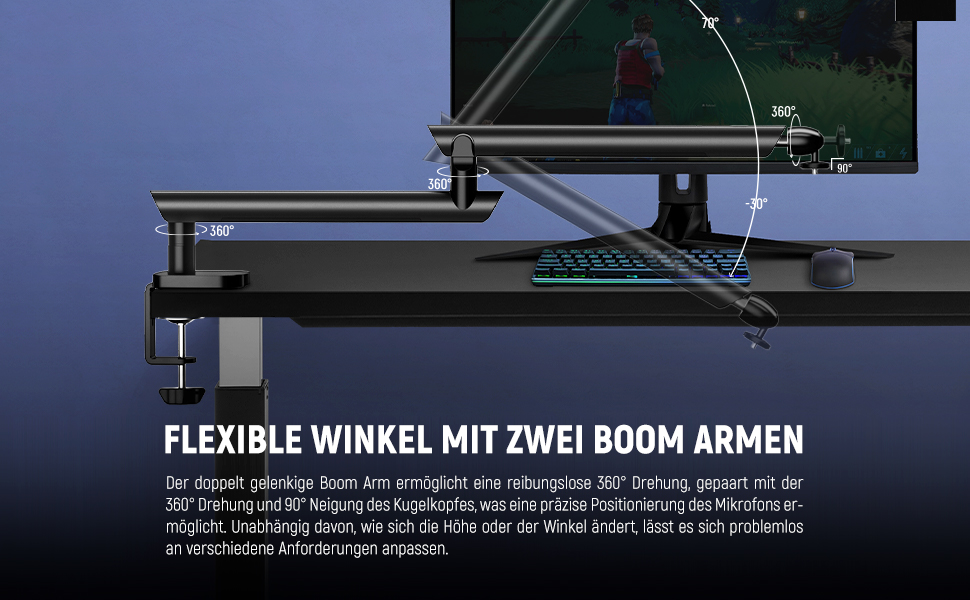 NEEWER Тримач для мікрофона MS007 – регульований кріплення на стіл з демпфером, 360° обертання, для подкастів, ігор, стрімінгу та дзвінків