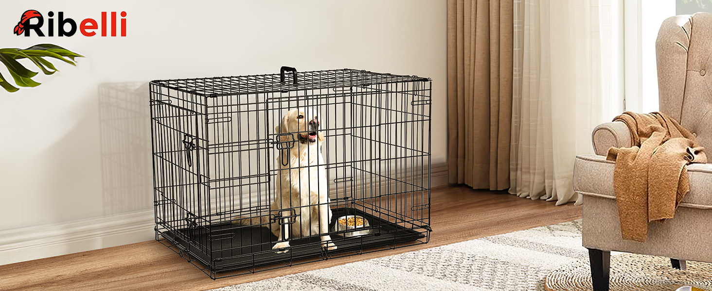 Клітка для собак Ribelli Hundetransportbox: металева, складна, чорна, до 43 кг (XL 91x64x58 см)