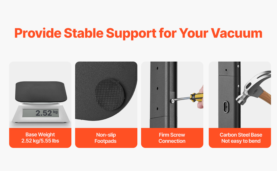 Підставка для пилососа VEVOR 126 см, сумісна з Dyson G5 V15 V12 V11 V10 V8 V7 V6, з аксесуарами, 6 гачків, неслизькі підкладки, срібна (чорна платформа)