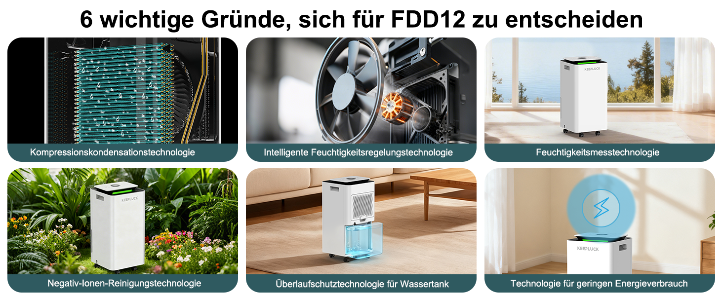 Зволожувач повітря 12L/24H для ванної кімнати та кімнати, 18-24м², білий (FDD12)