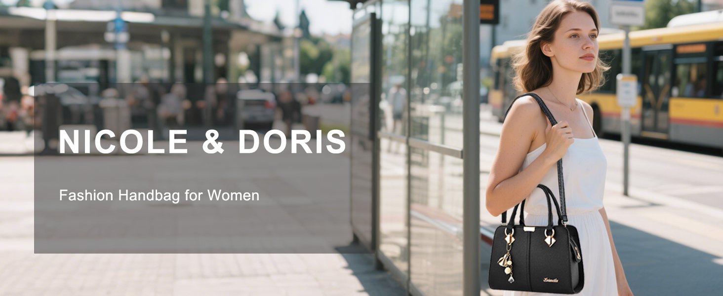 Жіноча сумка NICOLE & DORIS середнього розміру, елегантна сумка-шопер з екошкіри (PU) через плече з декоративним кулоном-китицею, чорна