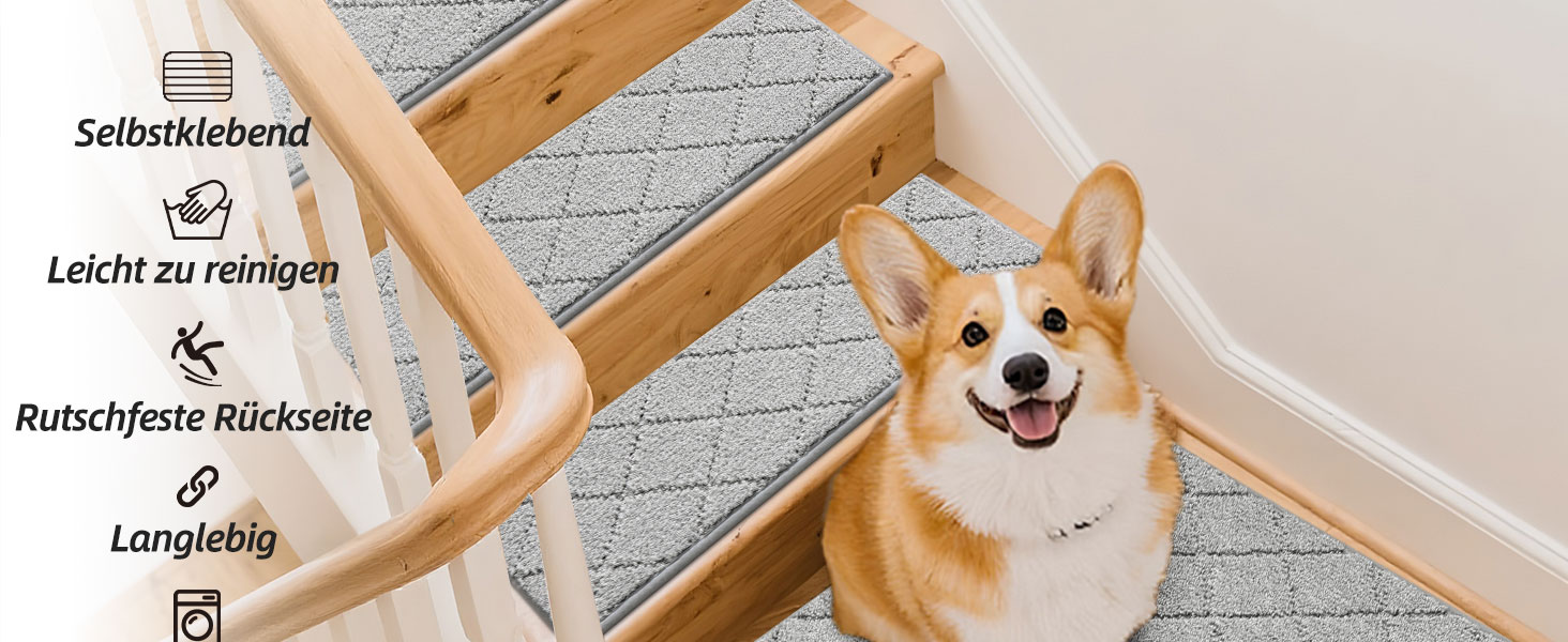 Ковзаючі сходи COSY HOMEER, 15 шт., 70 x 22 см, антиковзаючі, самоклеючі, машинне прання, 100% поліестер, TPE-підкладка, для дітей, літніх людей та домашніх тварин, сірий та білий