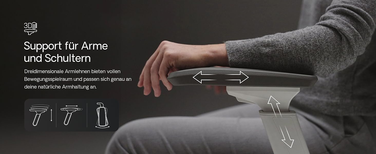 Офісний стіл Desktronic з регулюванням висоти та підтримкою попереку | Комп'ютерний стілець з широким м'яким сидінням (Сірий)