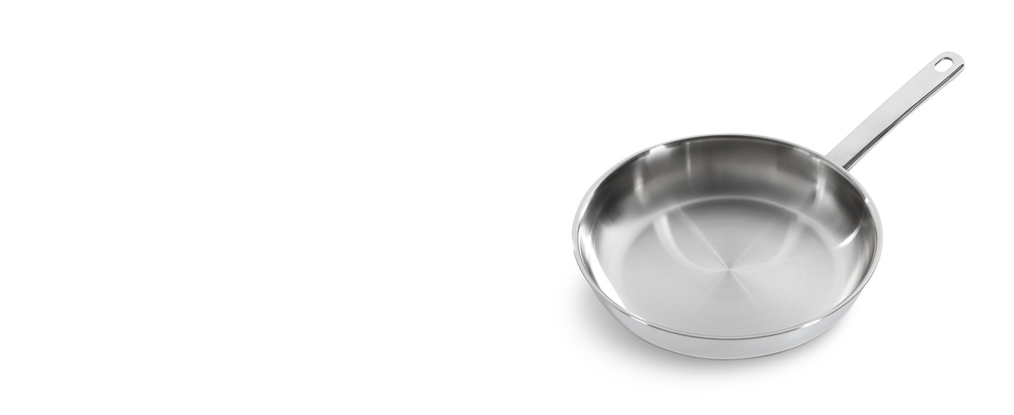 BK Bright Сковорода з нержавіючої сталі 24 см, Cool Grip, професійне приготування, 18/10, індукція, до 230°C, антипригарне покриття, срібна