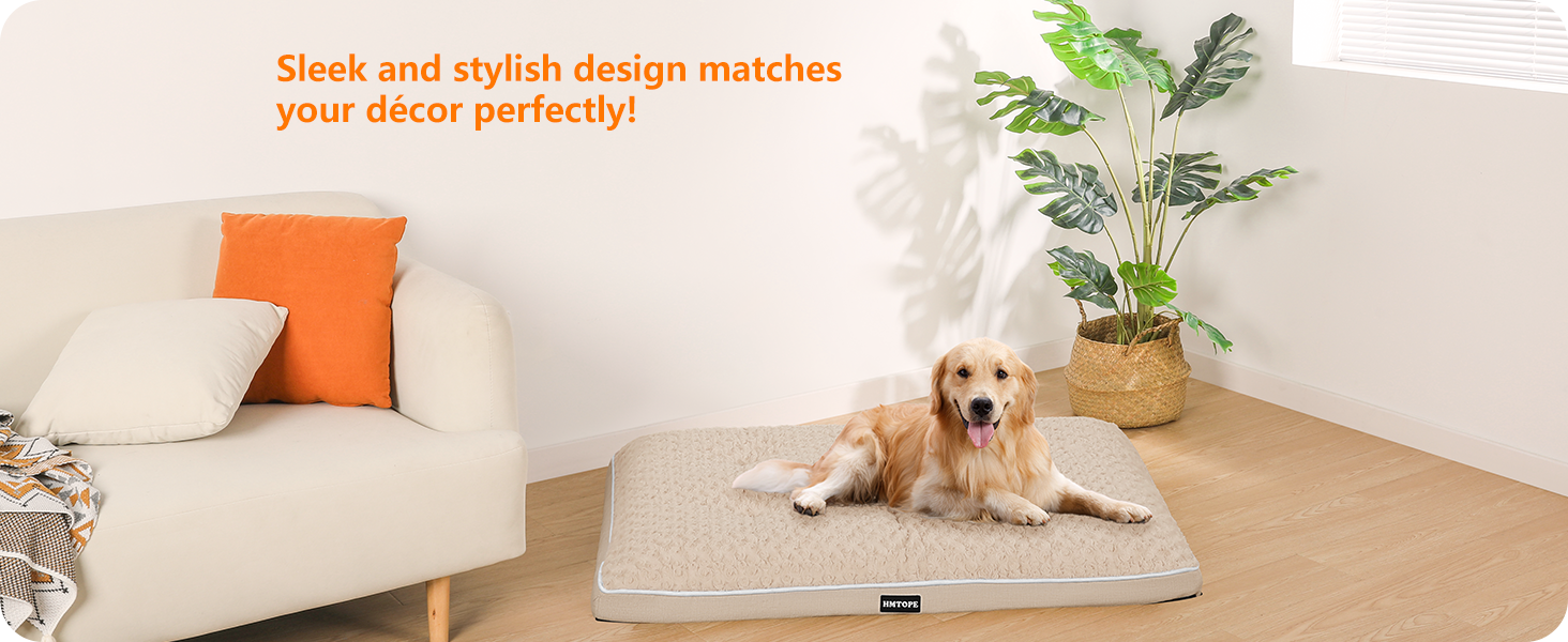 Ортопедичний лежак для собак, двоярусний килимок для собак, зручний лежак для собак, знімний кошик для собак, 90 см для собак маленьких та середніх порід (105 x 69 x 12 см, бежевий)