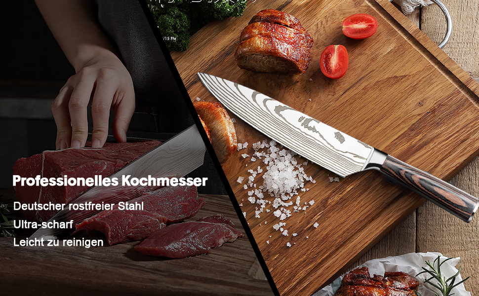 Ніж кухонний професійний Noa Home Deco з нержавіючої сталі, універсальний, 20 см