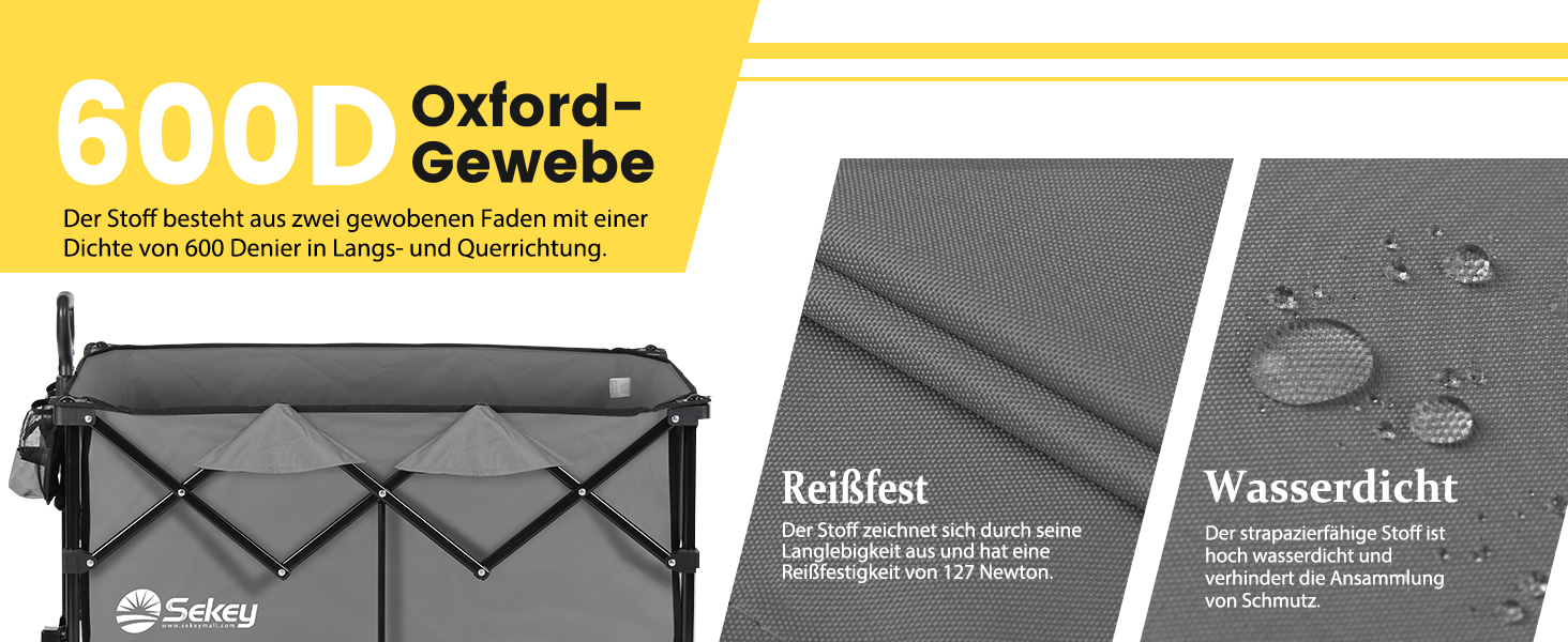 Bollerwagen Sekey XXXL: Складна вантажна платформа з великим об'ємом 150л, 200кг вантажопідйомністю, широкі колеса для бездоріжжя, антрацит