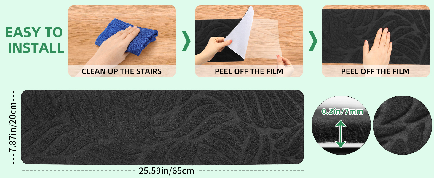 Килимки на сходи YISUN 15 шт., самоклеючі, антиковзні, 20x65 см (Сірий). Для дітей, літніх людей та собак. Для внутрішнього та зовнішнього використання.