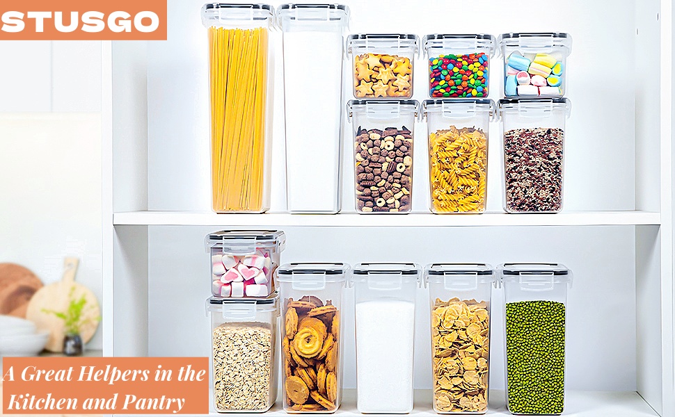 Набір контейнерів для зберігання STUSGO 42er, 24 шт. - прозорі пластикові контейнери з кришкою для круп, борошна та цукру