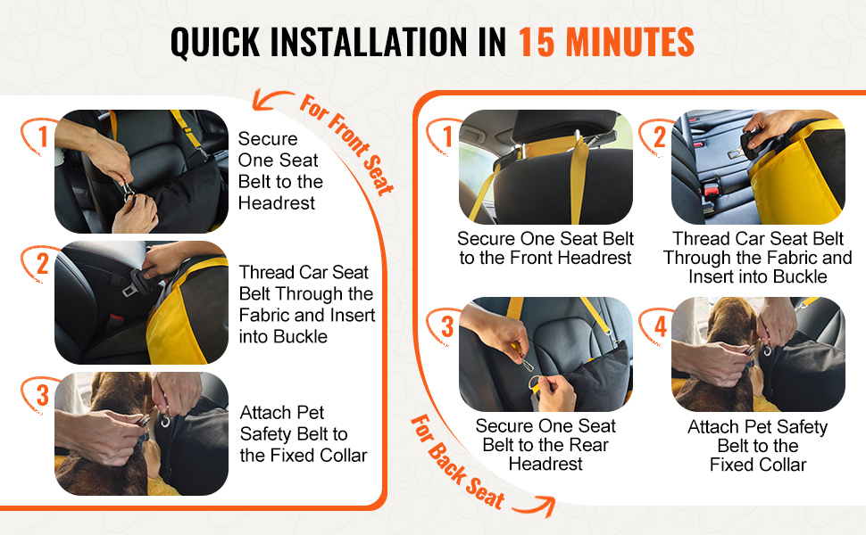 Автокрісло для собак VEVOR, підйомник для собак у машину з кишеню для зберігання, автокрісло для домашніх тварин з прикріпленою страховою лінією, губчаста наповнювач, автоліжко для собак середніх та великих порід до 25 кг (Чорний, S)