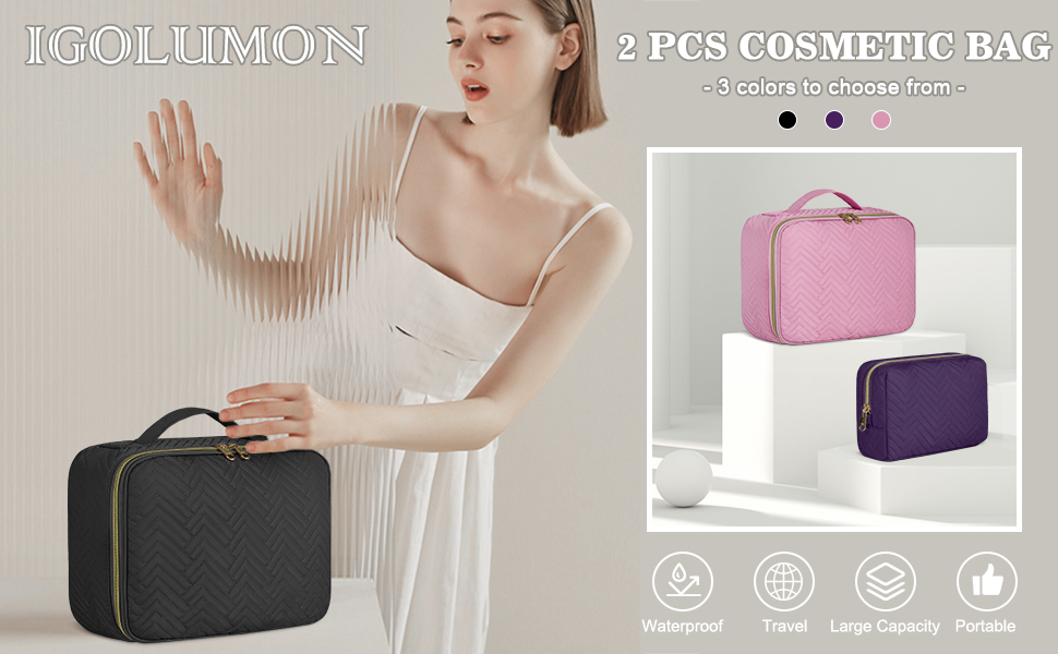 Косметичка-органайзер для косметики та аксесуарів IGOLUMON, 2 шт., чорна, для подорожей