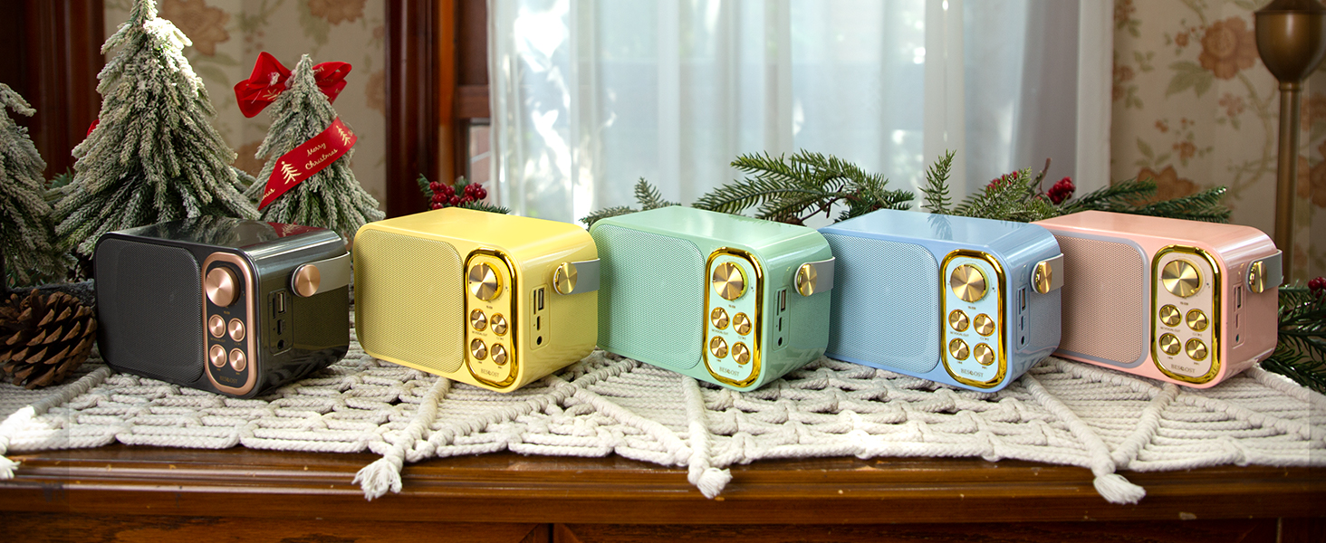 Караоке машина з 2 мікрофонами, портативна Bluetooth колонка для дітей та дорослих, 7 голосових ефектів, ідеально для вечірок та днів народження, рожева