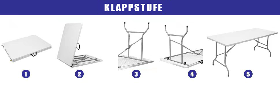 Складаний столик 180 см, портативний, міцний, пластиковий, для дому та відпочинку (чорний)