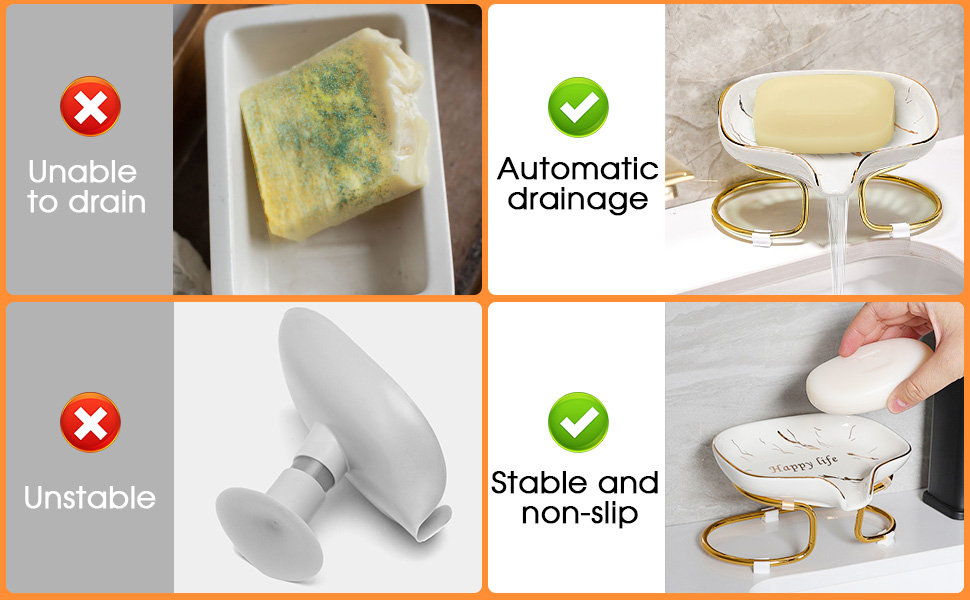 Керамічна мильниця CAUTIOUS з піддоном, біла, вінтажний дизайн