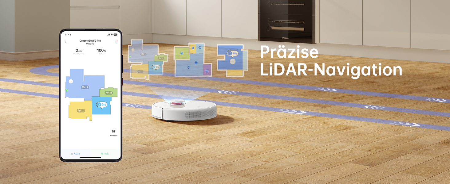 Робот-пилосос Dreame F9 Pro з функцією миття, 4000Pa, LDS-навігація, 150 хв роботи, карті для різних поверхонь, для килимів, твердих підлог та шерсті тварин, керування через додаток