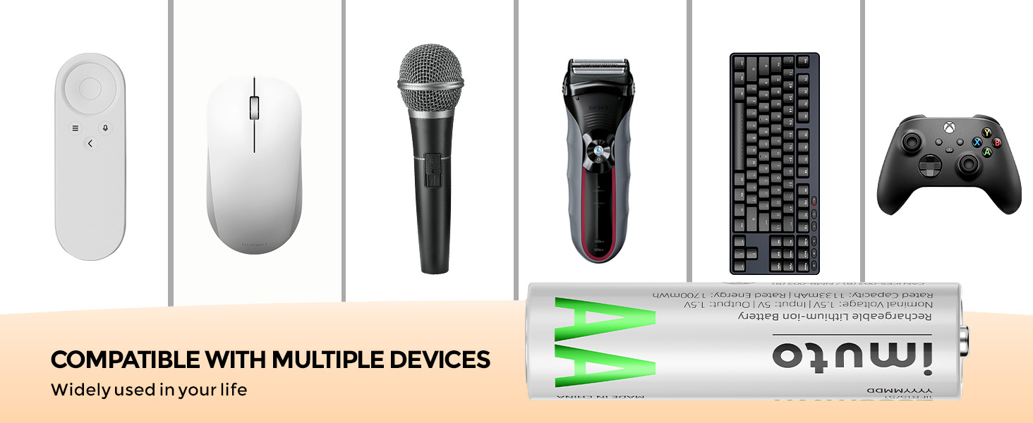 Акумулятори Li-Ion AA 1.5V 2500mAh Imuto (8шт) з зарядним пристроєм, 1600+ циклів, низький саморозряд