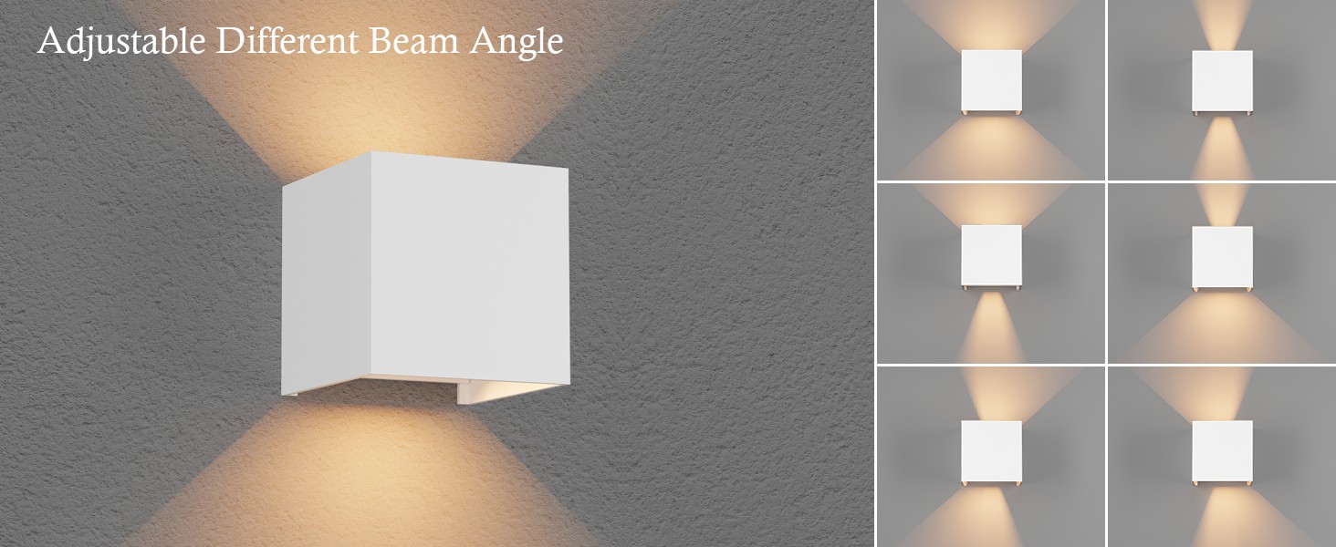 LED-стінні світильники Klighten 12W, 2 шт. Регульований світловий потік, 3000K, тепле біле світло, IP65, для вітальні, спальні, балкону, антрацит