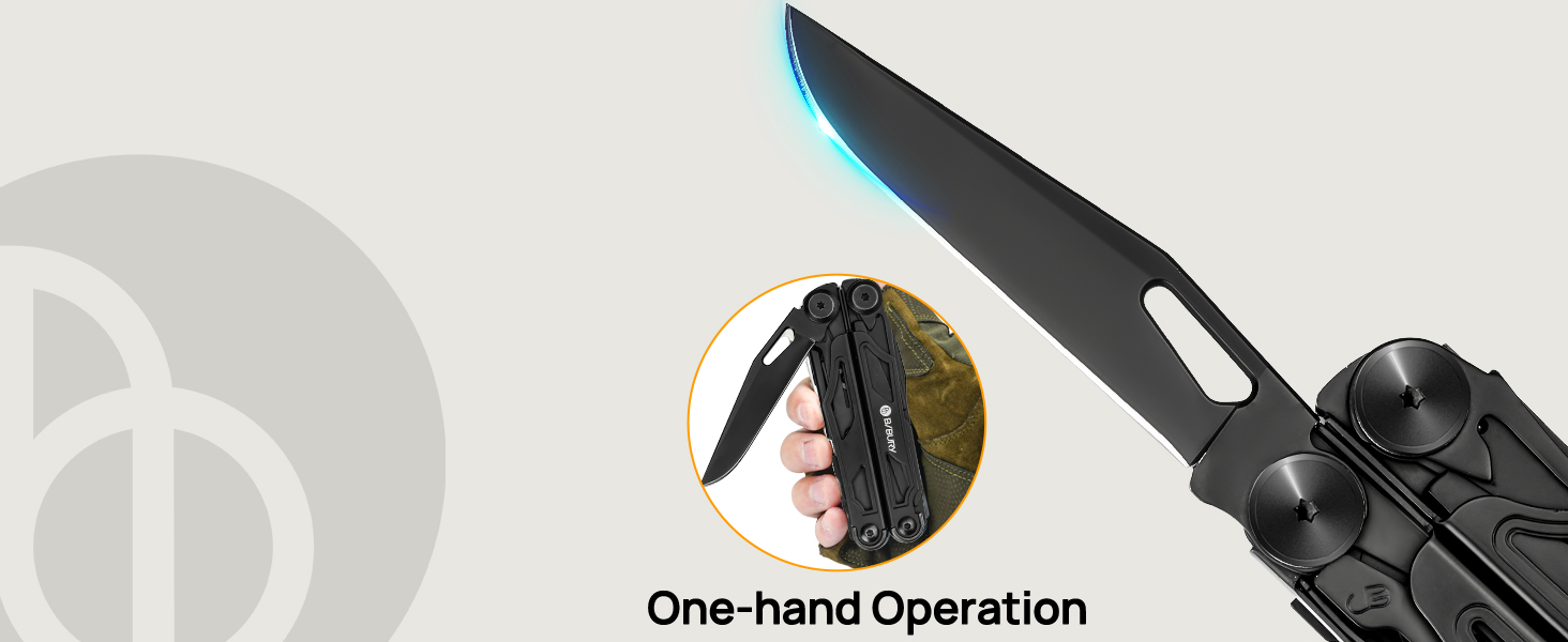 BIBURY Stainless Steel Multitool - 16-in-1 Folding Pliers with Screwdriver & Shears, Outdoor Tool Kit with Nylon Pouch - Gift for Dad