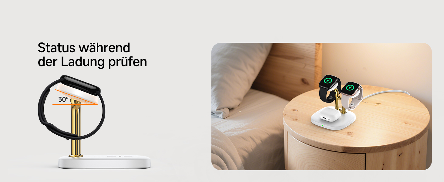 Зарядна станція SwanScout Doppel Watch 704A для Apple Watch 10/Ultra/9/8/7/6 та AirPods Pro (3.3W, без адаптера, чорний/золотий)