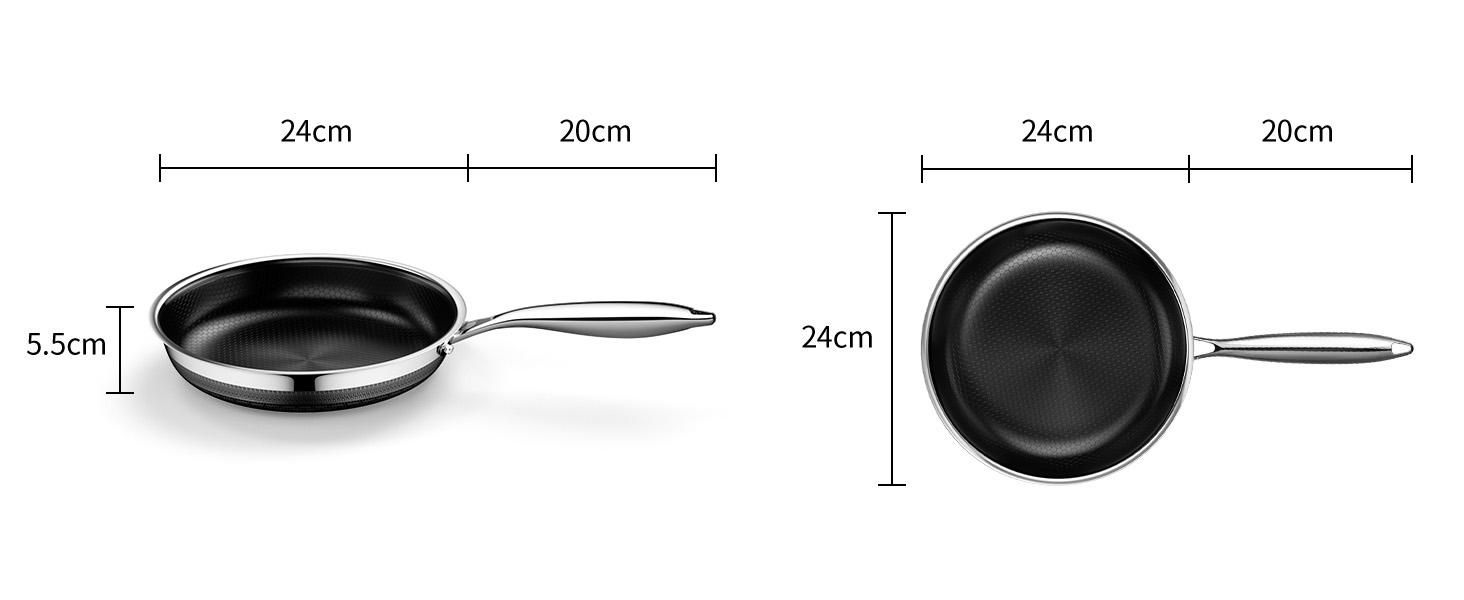 Набір сковорідок Innerwell Hybrid Edelstahl Profi 20+24+28 см - індукційні, з антипригарним покриттям Titan-Keramik, для всіх плит, PFOA-free