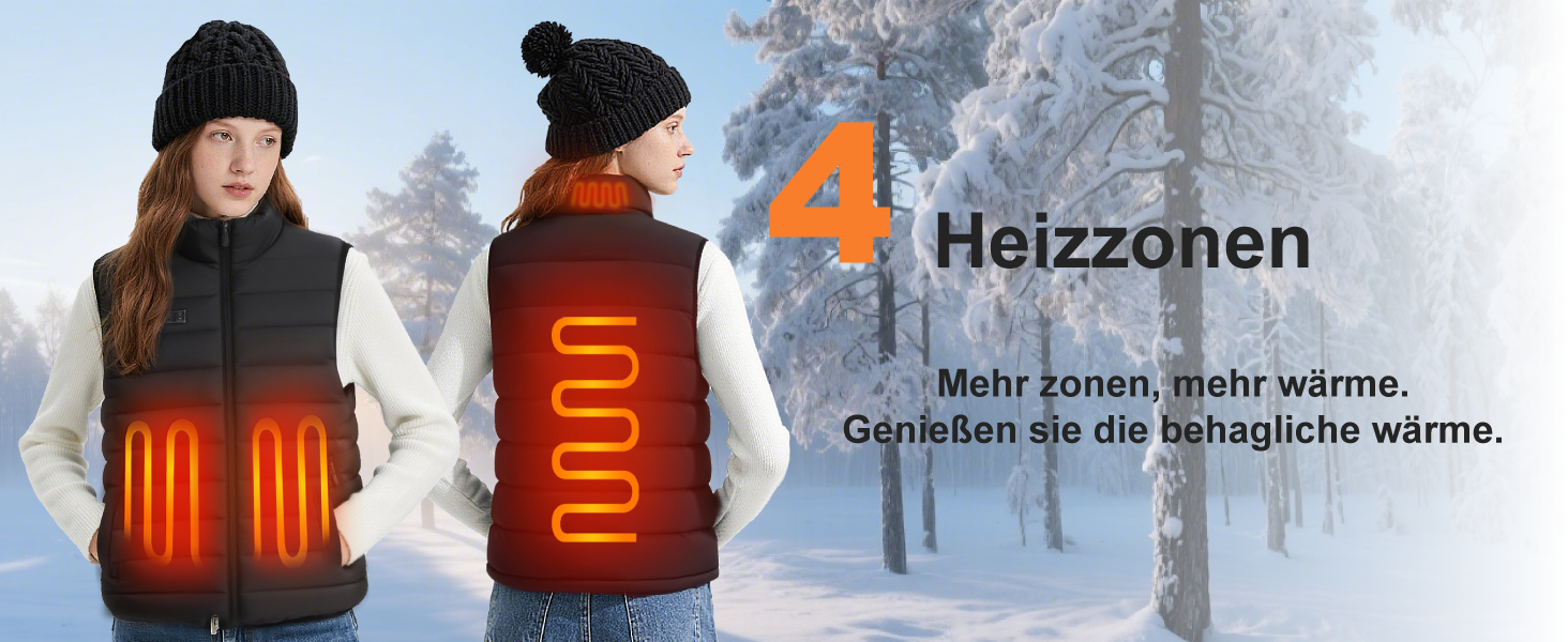 Обогревна жилетка Daen з акумулятором 10000 mAh, 3 рівня температури та 4 зони обігріву, для активного відпочинку та мотоциклів (S, чорний)