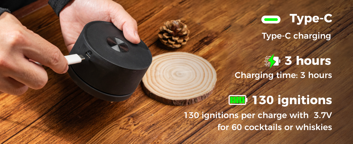 Електричний набір для копчення віскі, коктейльний набір з 6 дерев'яними стружками, набір для копчення віскі з вбудованим запальником, без бутану, подарунок для тата, чоловіків, 6 дерев'яних стружків