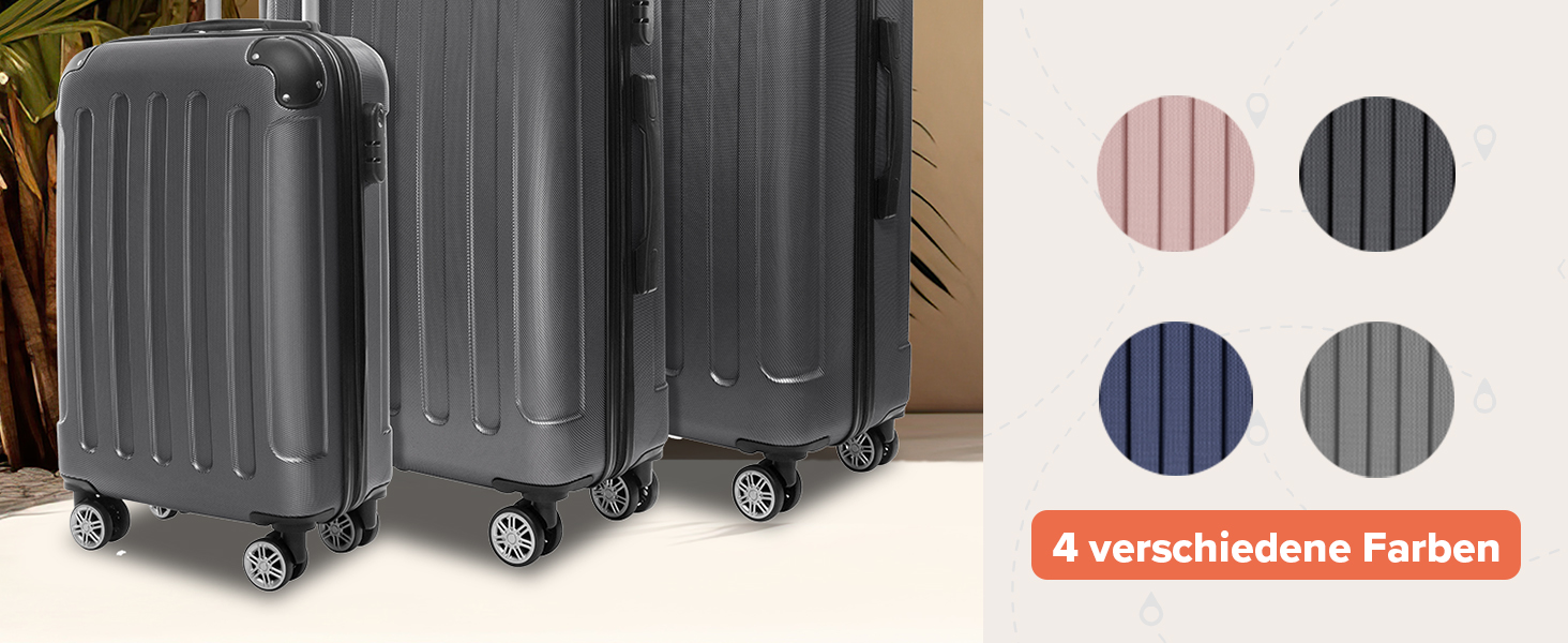 Валіза ручної поклажі TRVLMORE 54x36x20 см - жорсткий корпус, з колесами, сірий (колекція 3 шт.)